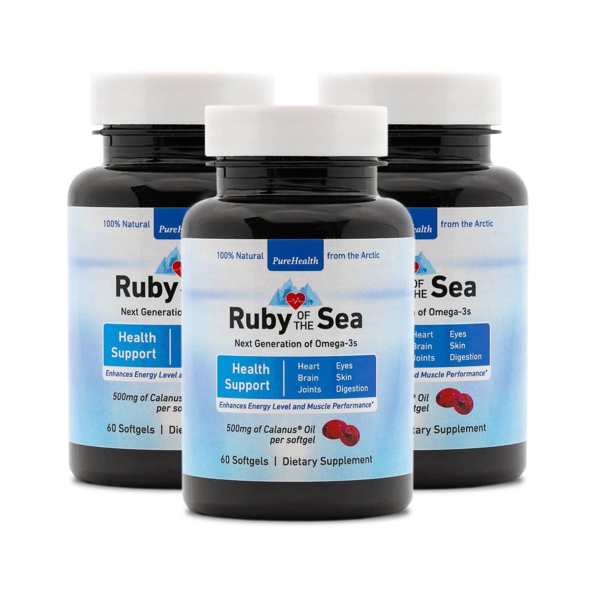 3 Month Subscription -- Ruby of the Sea® Oil 500mg - 180 softgels.  FREE SHIPPING!